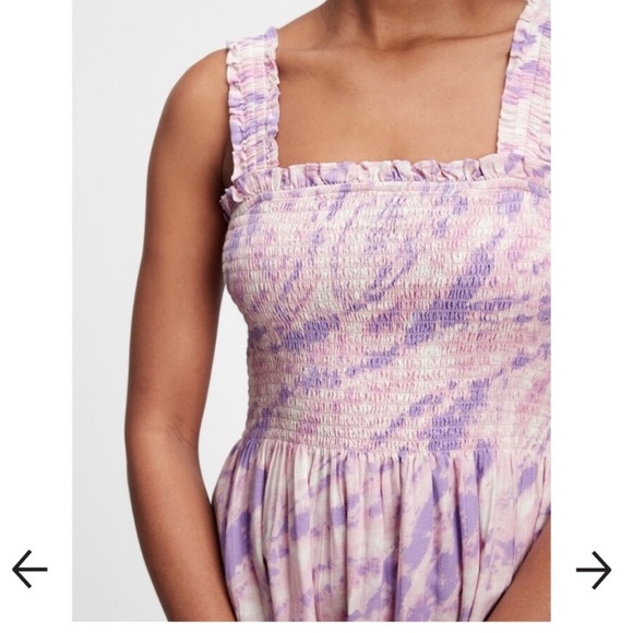 GAP Smocked Mini Dress-  Pink + Purple Tie Dye - Size Large - Picture 5 of 7